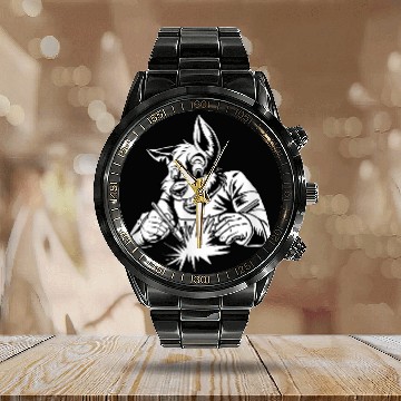 Discover Welding Fox Metal Worker Welder Calendar Steel Band Watch