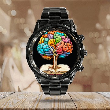 Discover Mindful Growth The Book of Knowledge Calendar Steel Band Watch