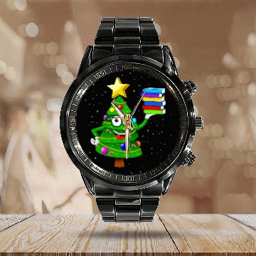 Discover Cute christmas library tree gift librarian and book 2 Calendar Steel Band Watch