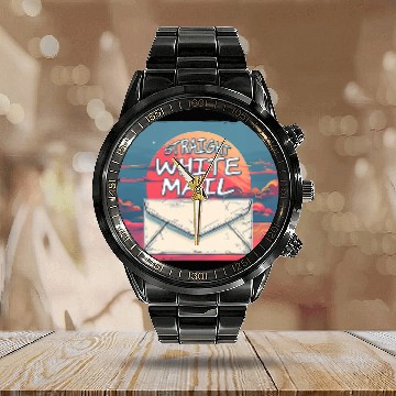 Discover Straight White Mail Postal Worker 1 Calendar Steel Band Watch