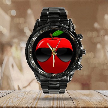 Discover Apple Variety Red apple Fruit Sunglasses Apple Calendar Steel Band Watch