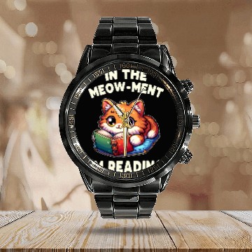 Discover Reading Book Cat For Library Reading Teacher Calendar Steel Band Watch