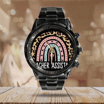 Discover Teacher Assistant Aide Paraprofessional School Worker 7 Calendar Steel Band Watch