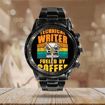 Discover Technical Writer Fueled By Coffee Poet Writing Grammar Geek Baseball Tees Calendar Steel Band Watch