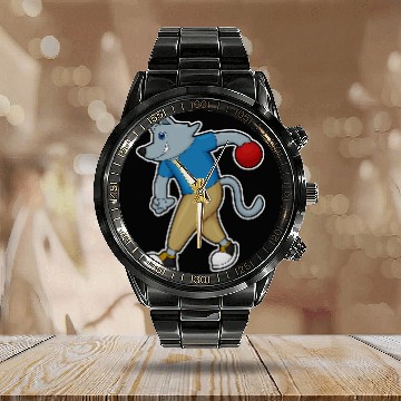 Discover Dog Bowling Bowling ball Sports Calendar Steel Band Watch