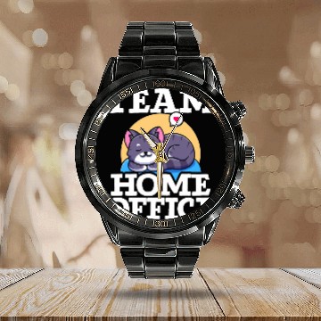 Discover Team homesoffice Computer Cat Lover Remotely Worker Calendar Steel Band Watch