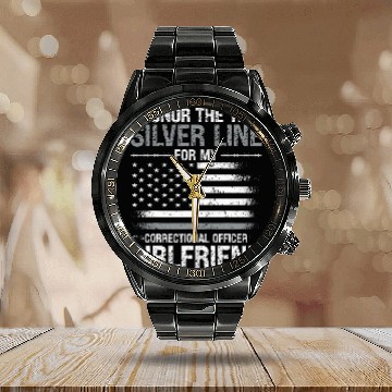 Discover Correctional Officer Girlfriend Flag I Honor The Thin Silver Baseball Tees Calendar Steel Band Watch