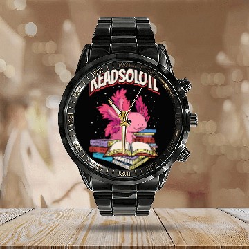 Discover Cute Readsolotl Book Reading Axolotls Bookworm Calendar Steel Band Watch