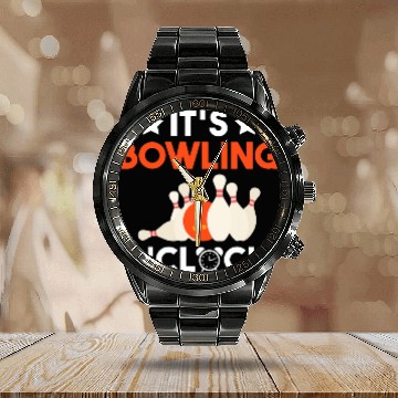 Discover Its Bowling O Clock Team Bowler Zip Calendar Steel Band Watch