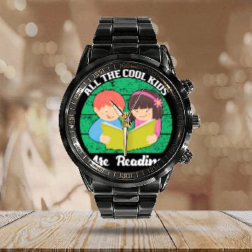 Discover Reading Book vintages Retro Book Lovers 2 Baseball Tees Calendar Steel Band Watch