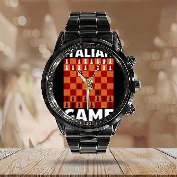 Discover Italian Game Chess Player Calendar Steel Band Watch