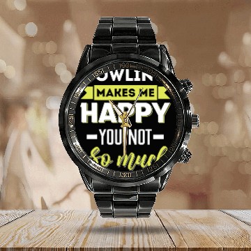 Discover Bowling makes me happy Calendar Steel Band Watch