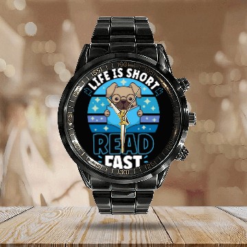 Discover Book Reader Reading Literature Bookworm 4 Calendar Steel Band Watch