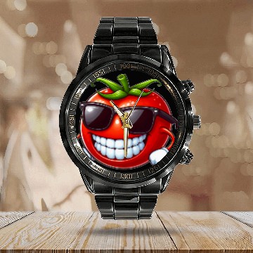 Discover Cool Tomato Sunglasses Red Cartoon Baseball Tees Calendar Steel Band Watch