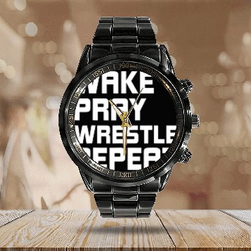 Discover Wake Pray Wrestle Repeat Wrestler Wrestling Baseball Tees Calendar Steel Band Watch