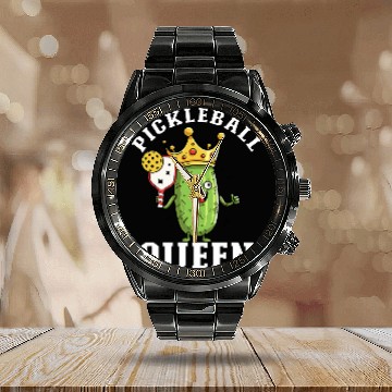 Discover Funny Pickleball Queen bests Pickleball Paddle Player Baseball Tees Calendar Steel Band Watch