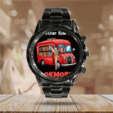 Discover Funny Librarians Book Lovers My Other Ride Is A Bookmobile 3 Baseball Tees Calendar Steel Band Watch