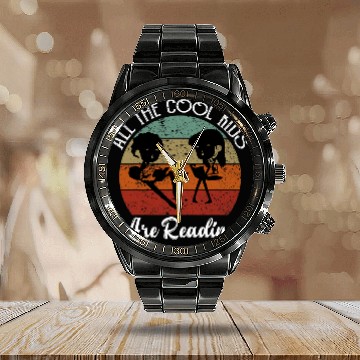Discover Reading Book vintages Retro Book Lovers 1 Baseball Tees Calendar Steel Band Watch