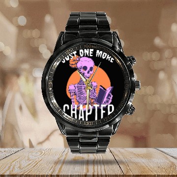 Discover One More Chapter Skeletons Book Halloween Reading Teacher Calendar Steel Band Watch