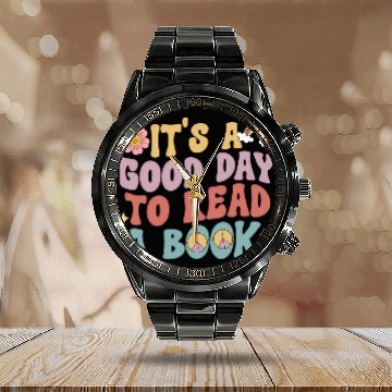 Discover its good day to read book library reading lovers Baseball Tees Calendar Steel Band Watch