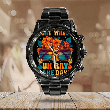 Discover Boat Waves Sun Rays Lake Days Summer Vacation Baseball Tees Calendar Steel Band Watch