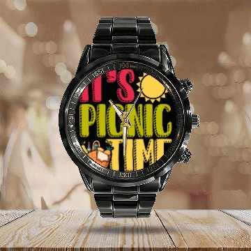 Discover It s Picnic Time Out Enjoy Nature Relaxing 2 Calendar Steel Band Watch