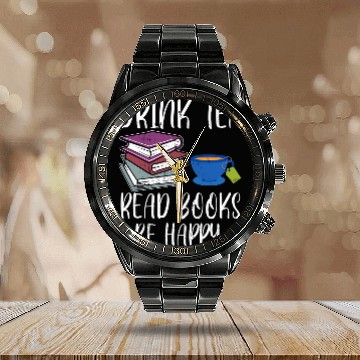Discover Drink Tea Read Books Happy Bookworm Book Reading Calendar Steel Band Watch