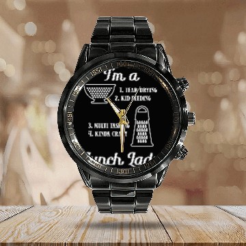 Discover Tear Drying Lunch Lady Zip Calendar Steel Band Watch