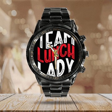 Discover Team Lunch Lady Matching Cafeteria Worker Food Server Baseball Tees Calendar Steel Band Watch