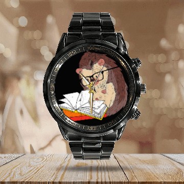 Discover Cute Wildlife Forest Animal Bookworm Book Reading Hedgehog Baseball Tees Calendar Steel Band Watch