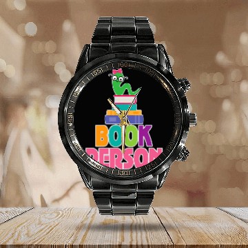 Discover Reading Book Lover Gift Funny Bookworm Calendar Steel Band Watch