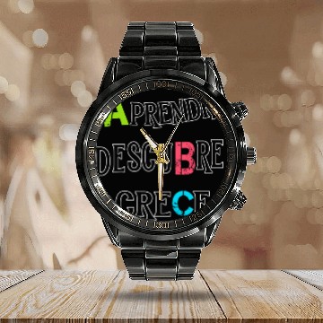Discover Aprende Descubre Crece ABC Back to School Message 2 Calendar Steel Band Watch