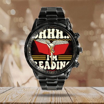 Discover Reading Book Lover ShhhIm Reading Calendar Steel Band Watch