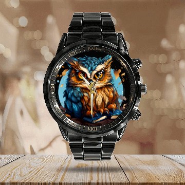 Discover Cute Owl Reading Book Bookworm Owls Calendar Steel Band Watch