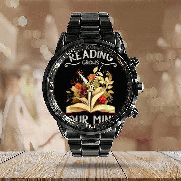 Discover Garden Reading Funny Wildflowers Book Reading 6 Calendar Steel Band Watch