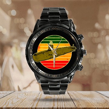 Discover Submarine Boat Ship Fleet Naval forces Military Baseball Tees Calendar Steel Band Watch