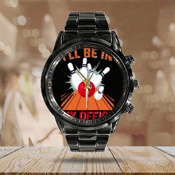 Discover Ill Be In My Office Bowling Player vintagess Design Calendar Steel Band Watch