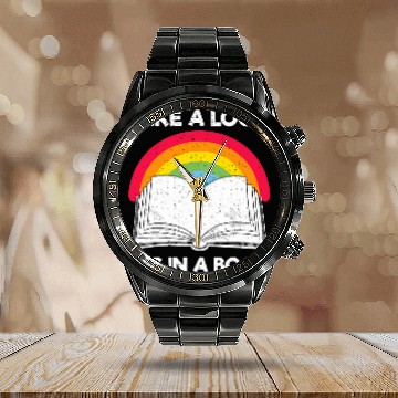 Discover take a look its in a book rainbow reading design lgbt Baseball Tees Calendar Steel Band Watch