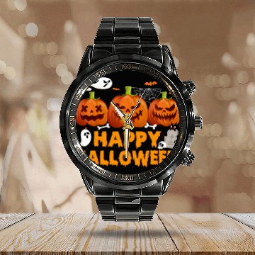 Discover Jack O Lantern Face Pumpkins Costume Party Happy Halloween Calendar Steel Band Watch