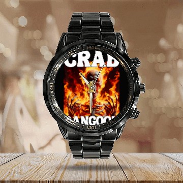 Discover Crab Rangoon Funny Cringe Hard Skeletons Meme Flames Baseball Tees Calendar Steel Band Watch