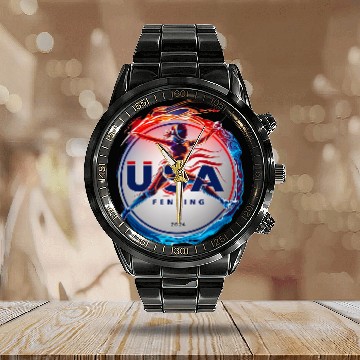 Discover Dynamic Fencing 2024 Agility and Precision USA Calendar Steel Band Watch