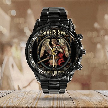 Discover Archangel Michael Catholic Christianity Guardian Angel 15 Calendar Steel Band Watch