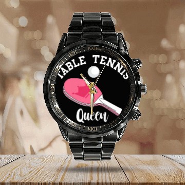 Discover Table Tennis Queen Ping Pong Paddle Paddleball Player Sport Zip Calendar Steel Band Watch
