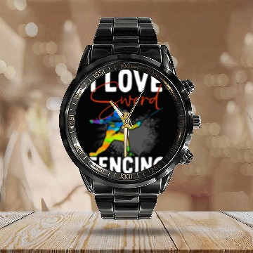 Discover I Love swordss Fencing Design For Fencer Baseball Tees Calendar Steel Band Watch