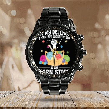 Discover Left Unsupervised in the Yarn Store Crocheting Women Crochet Calendar Steel Band Watch
