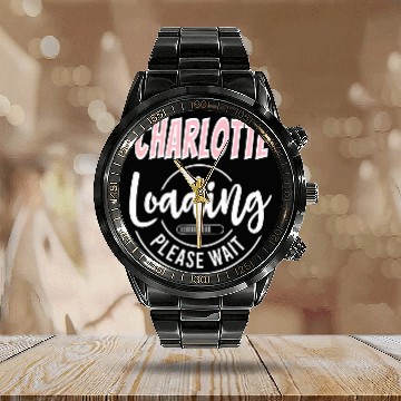 Discover Charlotte Custom Personalized Girls Baby Shower Calendar Steel Band Watch