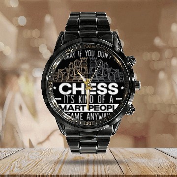 Discover Checkmate Chess Player Board Game Grandmaster Chess Calendar Steel Band Watch
