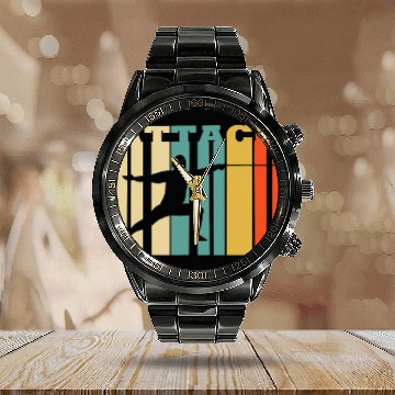 Discover Attack Fencing Fencer vintagess Baseball Tees Calendar Steel Band Watch
