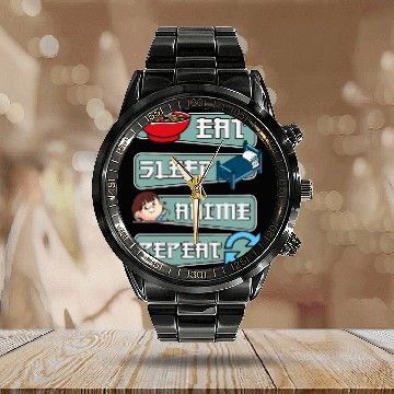 Discover Eat Sleep Anime Repeat Japanese Ramen Calendar Steel Band Watch