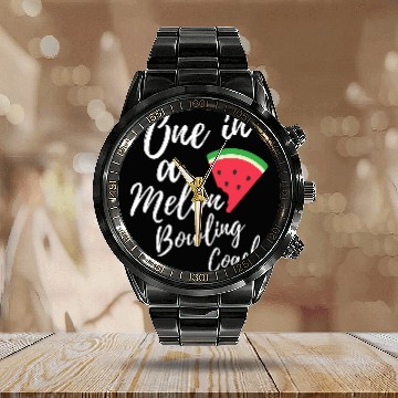 Discover One In A Melon Dedicated Bowling Coachss Funny Watermelon Calendar Steel Band Watch